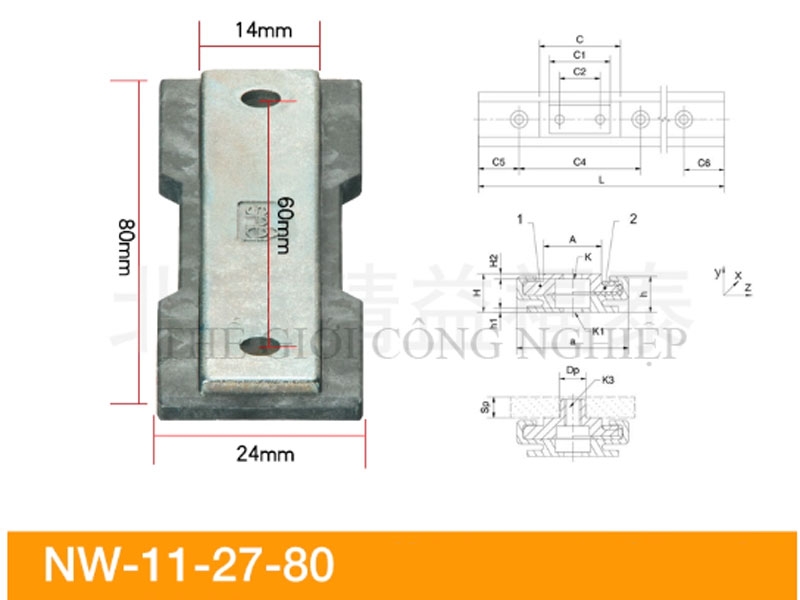 Thanh trượt dẫn hướng Igus NS – Ray trượt Đức kèm con trượt NW01/02/11/12-17/27/40/80-P-LLYZ