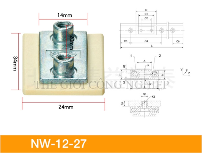 Thanh trượt dẫn hướng Igus NS – Ray trượt Đức kèm con trượt NW01/02/11/12-17/27/40/80-P-LLYZ