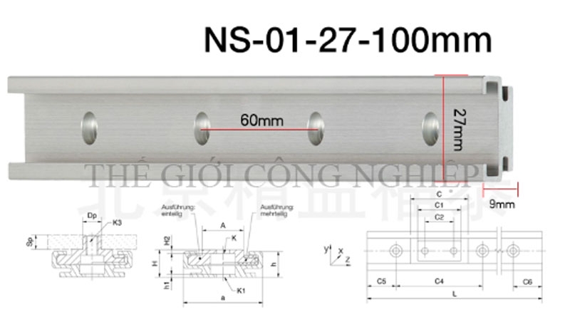 Thanh trượt dẫn hướng Igus NS – Ray trượt Đức kèm con trượt NW01/02/11/12-17/27/40/80-P-LLYZ