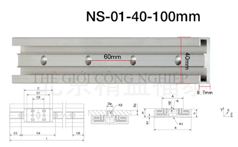 Thanh trượt dẫn hướng Igus NS – Ray trượt Đức kèm con trượt NW01/02/11/12-17/27/40/80-P-LLYZ