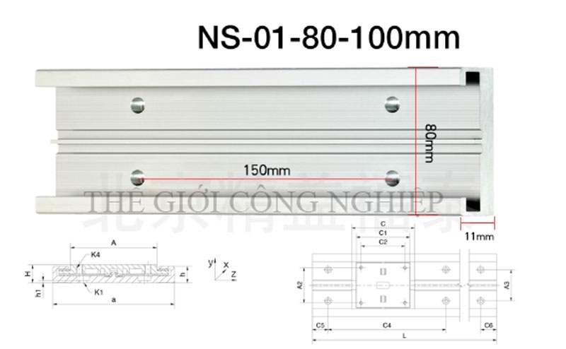 Thanh trượt dẫn hướng Igus NS – Ray trượt Đức kèm con trượt NW01/02/11/12-17/27/40/80-P-LLYZ