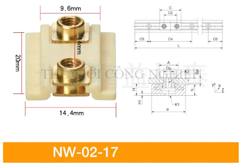 Thanh trượt dẫn hướng Igus NS – Ray trượt Đức kèm con trượt NW01/02/11/12-17/27/40/80-P-LLYZ