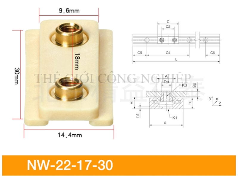 Thanh trượt dẫn hướng Igus NS – Ray trượt Đức kèm con trượt NW01/02/11/12-17/27/40/80-P-LLYZ