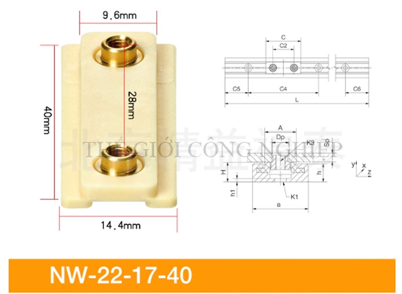 Thanh trượt dẫn hướng Igus NS – Ray trượt Đức kèm con trượt NW01/02/11/12-17/27/40/80-P-LLYZ