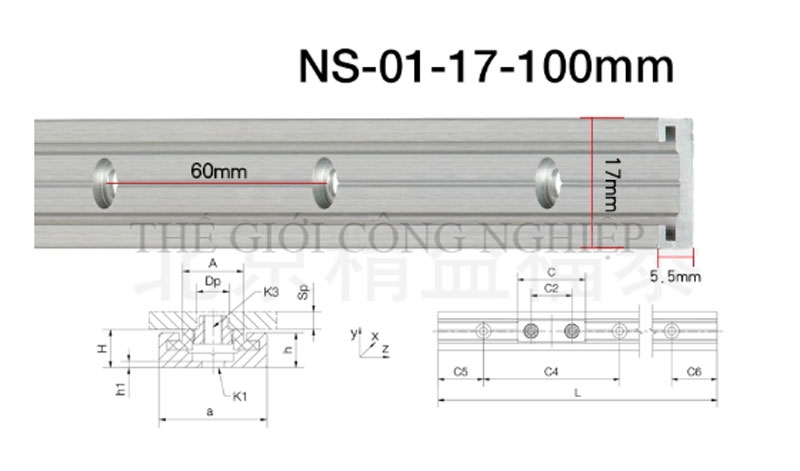 Thanh trượt dẫn hướng Igus NS – Ray trượt Đức kèm con trượt NW01/02/11/12-17/27/40/80-P-LLYZ