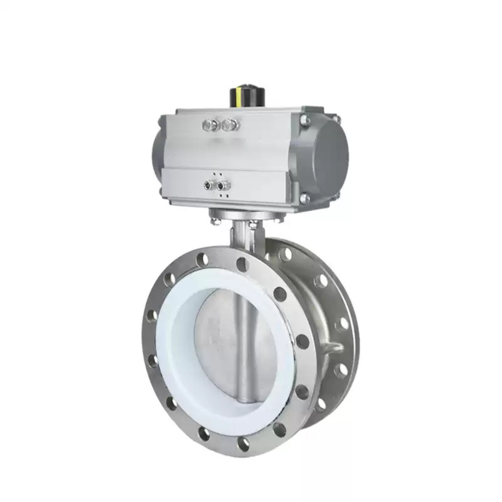 Van Bướm Khí Nén PTFE Mặt Bích Bằng Thép Không Gỉ 304 D641F-16P