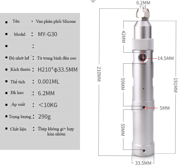 Van Phân Phối Slicone MY-G30