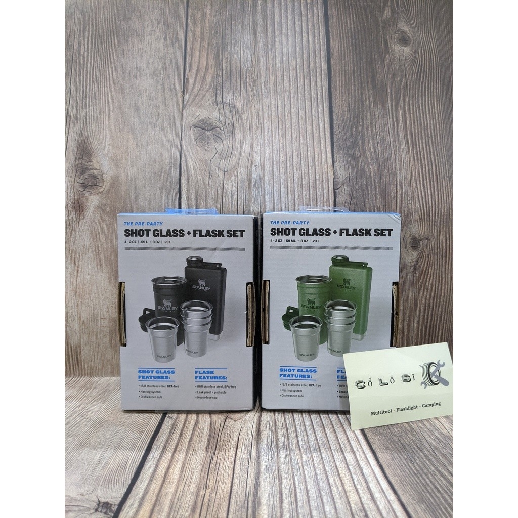[CỔ LỖ SĨ] STANLEY ADVENTURE PRE-PARTY SHOT GLASS + FLASK SET BÌNH ĐỰNG NƯỚC [Hàng chuẩn, nhậpUS]
