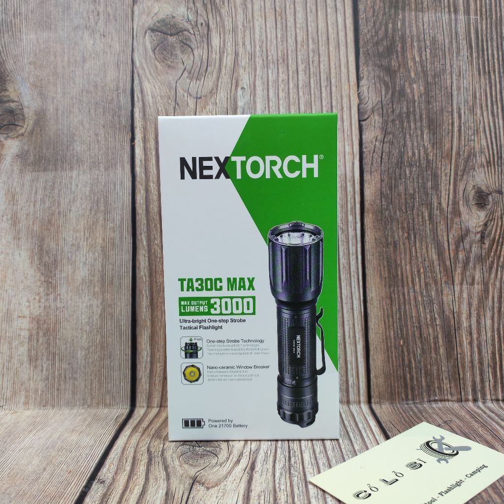 Đèn pin hiệu Nextorch, độ sáng tối đa 1600 lm, dùng pin 18650, màu đen (TA30C)