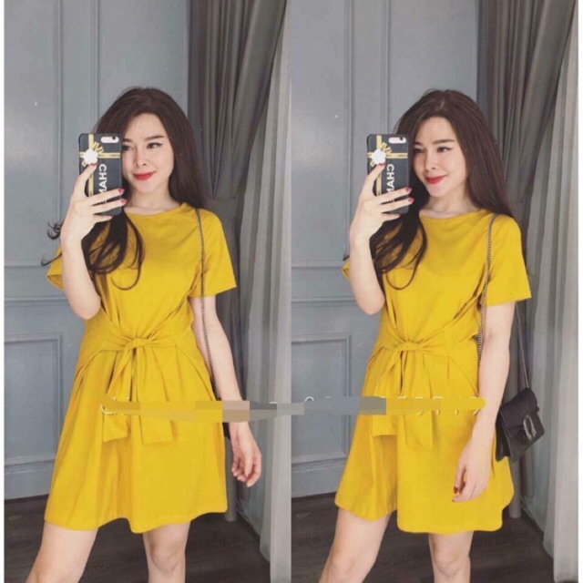 Đầm xòe đính ren cổ thắt nơ xinh xinh