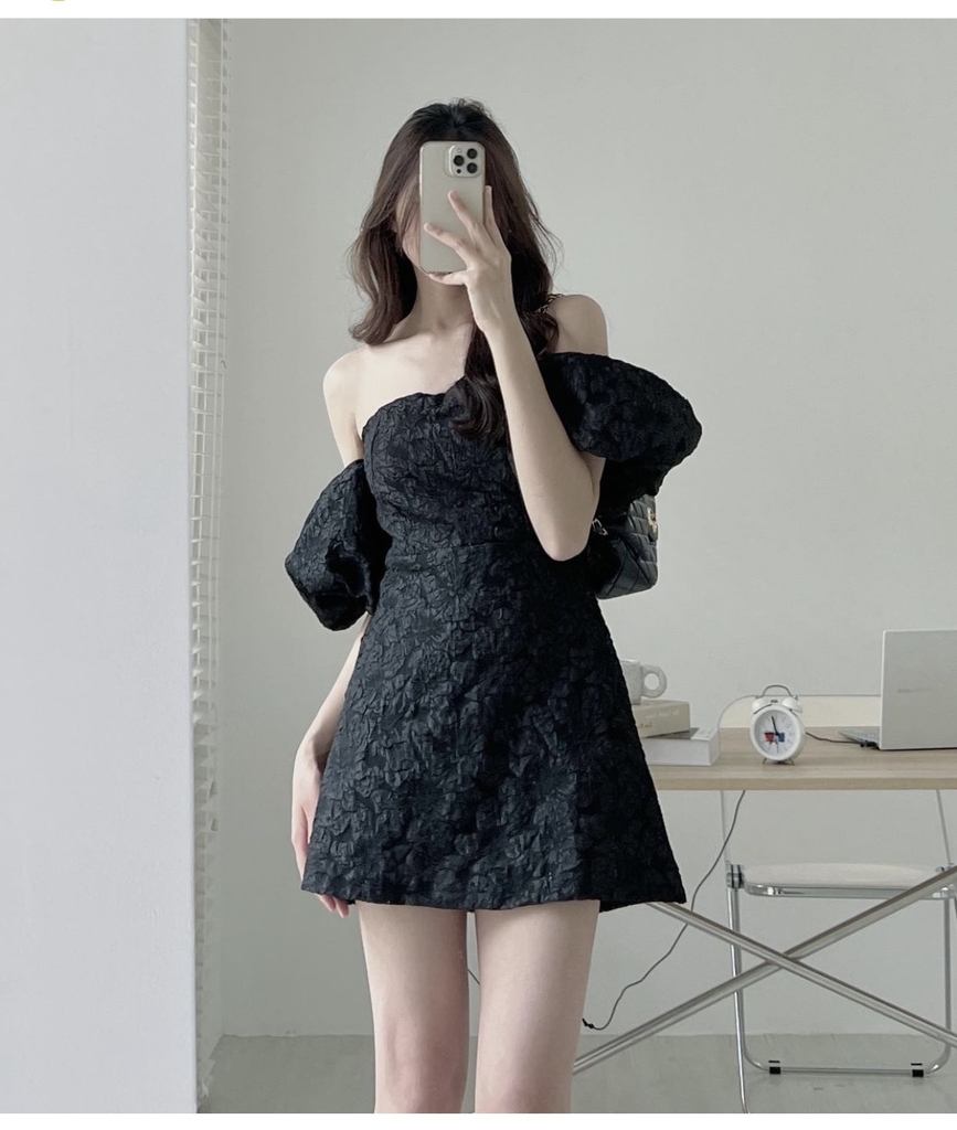 Váy Trễ Vai Phối Ngực Trắng PEONYB Nữ [FREESHIP] 🌸 Đầm body chữ A đen hở  vai, tay bồng tiểu thư bánh bèo Ulzzang HOT 🌸 - Đầm, váy nữ |  ThờiTrangNữ.vn