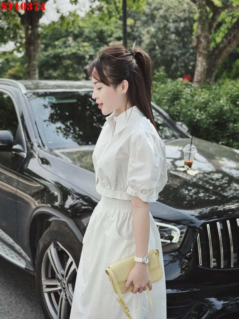 Váy thiết kế phi nhật trắng lụa Hàn cổ tròn tay dài VTK350 Bống Maxishop