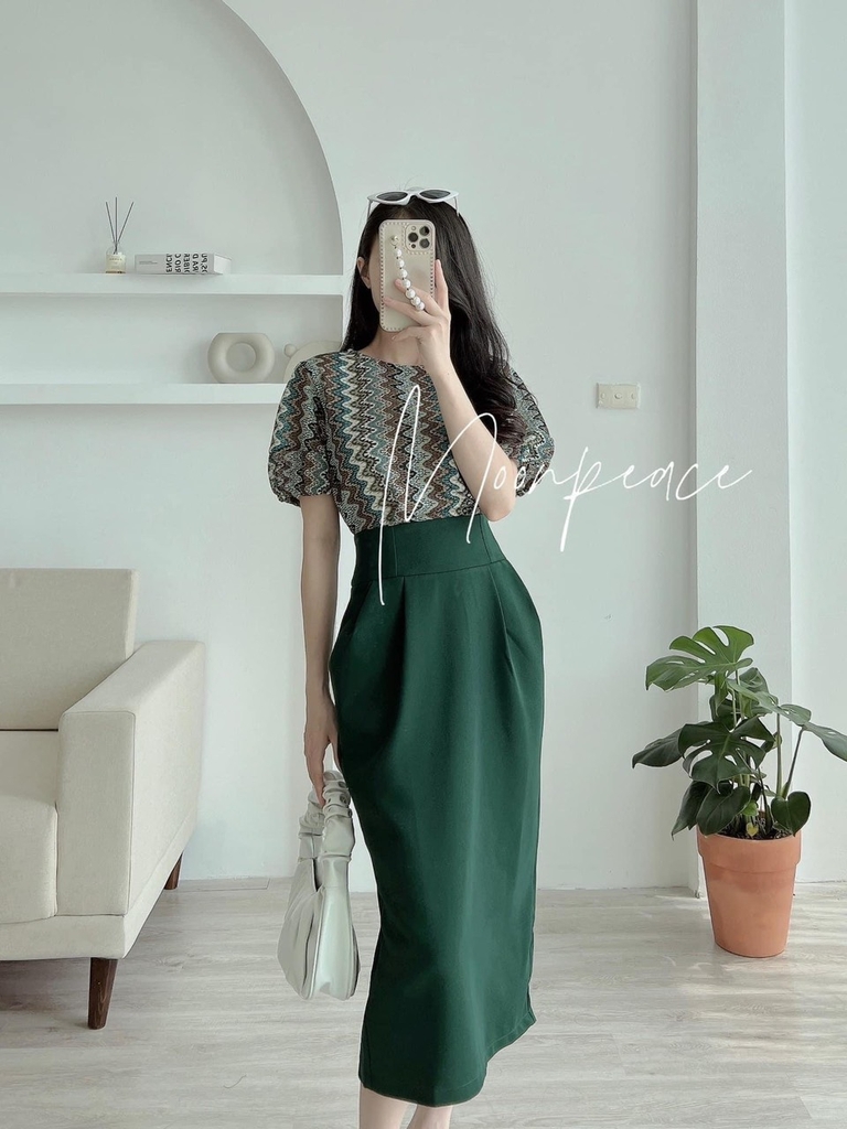 Chân váy midi phối viền - Đen - S0190 – Dottie