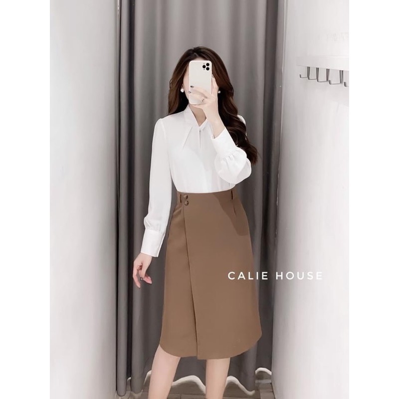 Chân Váy Màu Be CELIA FAYE Dáng H-Line Trẻ Trung