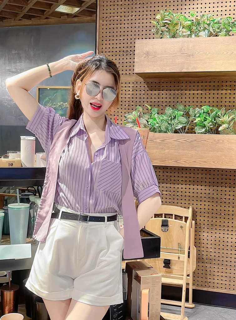 Áo Sơ Mi Ngắn Tay Nam Nữ Phom Rộng FVNXY Màu Kem Tối Giản