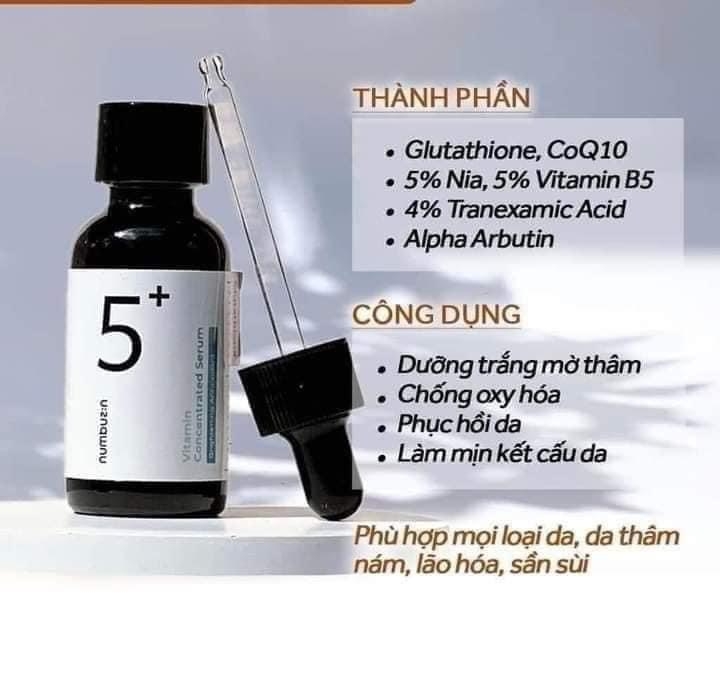 [Hàng Hàn] Tinh Chất Dưỡng Trắng Da, Giảm Thâm Nám Numbuzin No.5+ Vitamin Concentrated Serum 30ml