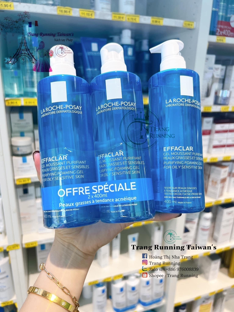 Gel rửa mặt cho da dầu mụn La Roche Posay Effaclar 400ml [Trang Running]