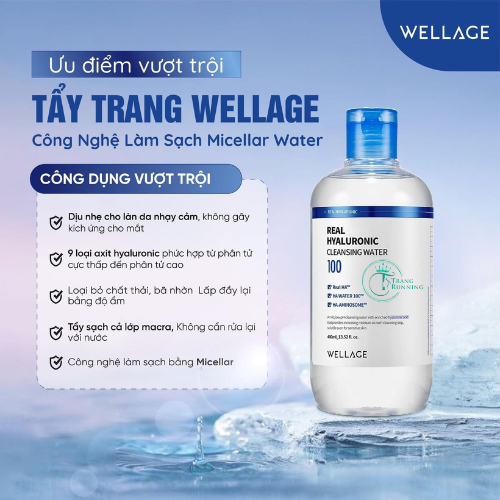 Nước Tẩy Trang Wellage Real Hyaluronic Cleansing Water 100 (Nhập Khẩu)