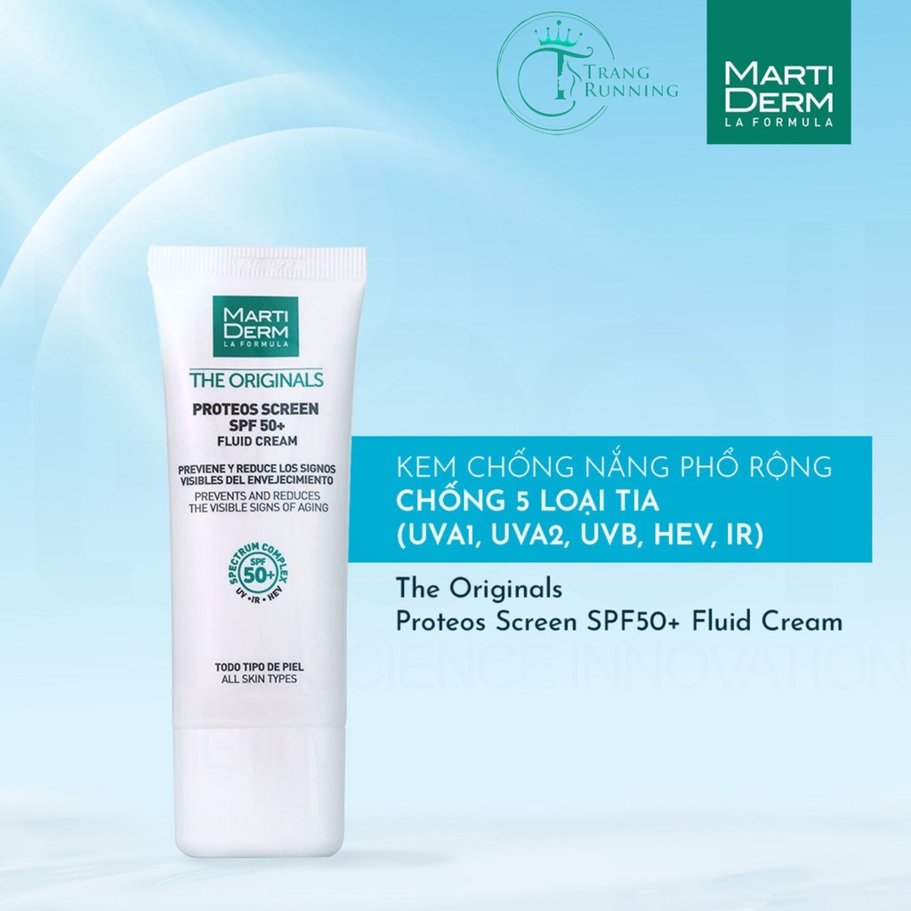 Kem Chống Nắng MartiDerm Phổ Rộng Bảo Vệ Toàn Diện 40ml The Originals Proteos Screen SPF50+ Fluid Cream