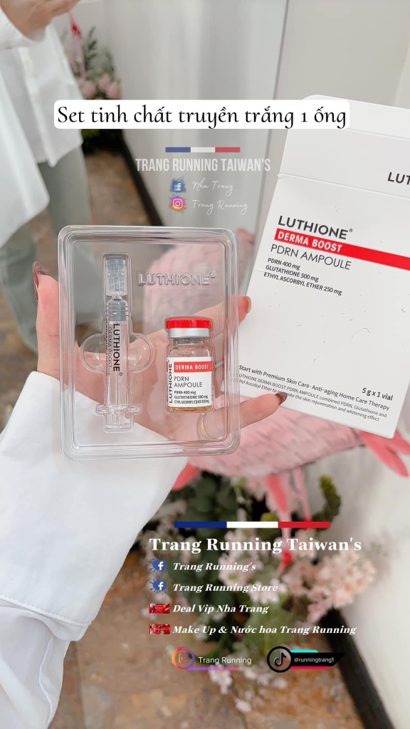 Tinh chất Luthione Derma Bosst 5ml (5 ống-10 lần cấy) + Thanh lăn Luthione Roller