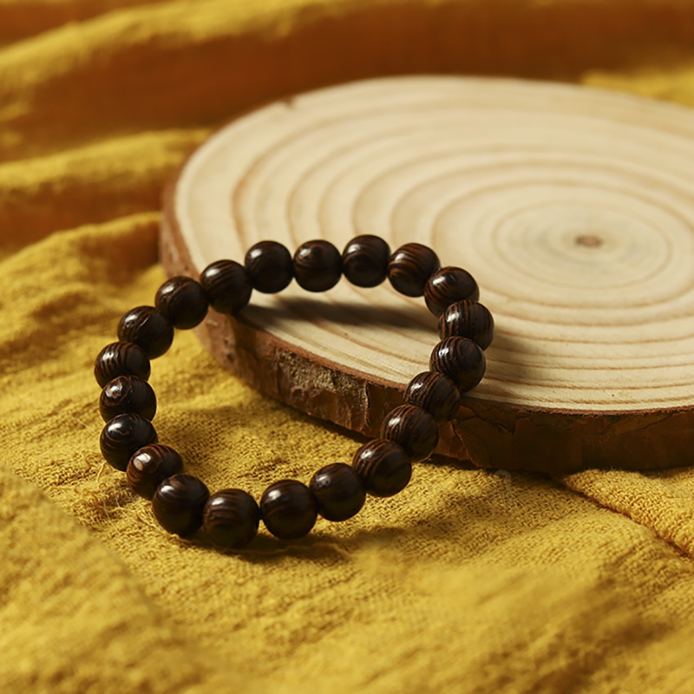 Vòng tay gỗ hương mun đuôi công đậm