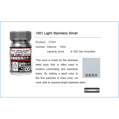 Sơn mô hình Gaia Sunin Gold Silver stainless steel Red Blue Green metallic color paint lacquer các loại