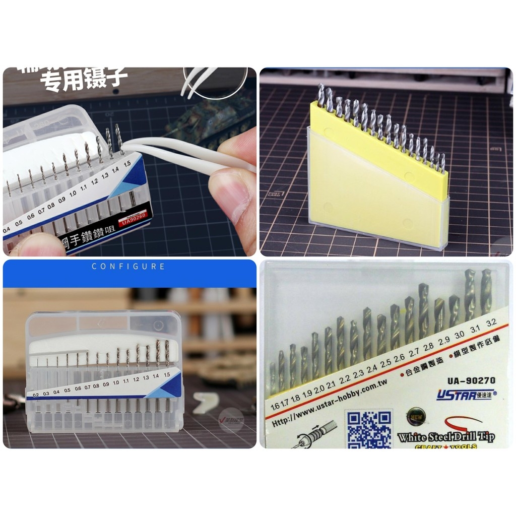 Bộ mũi khoan mini Ustar 0.2 - 3.2mm ua90260 90270 Vonfram tool hobby