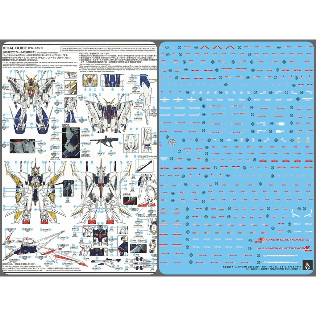 Decal nước dán mô hình HG RX104 RX105 FF PENELOPE Xi Gundam Water Sticker