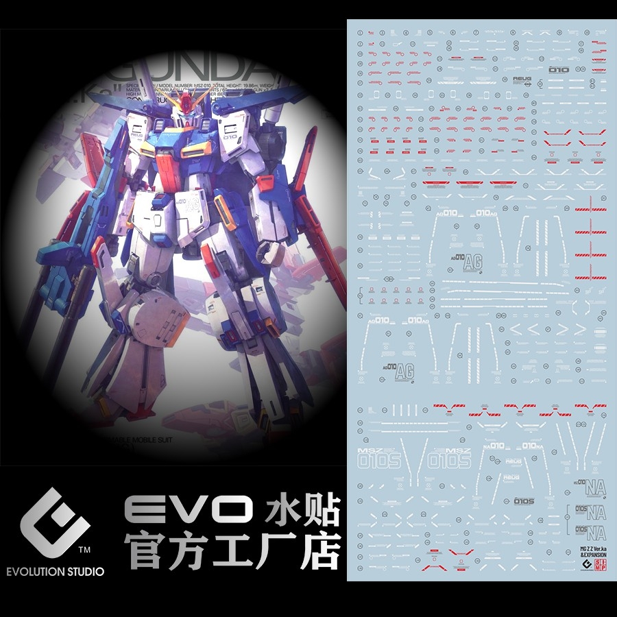 Decal nước dán mô hình MG Gundam ZZ FAZZ Double Zeta các loại - Water Sticker