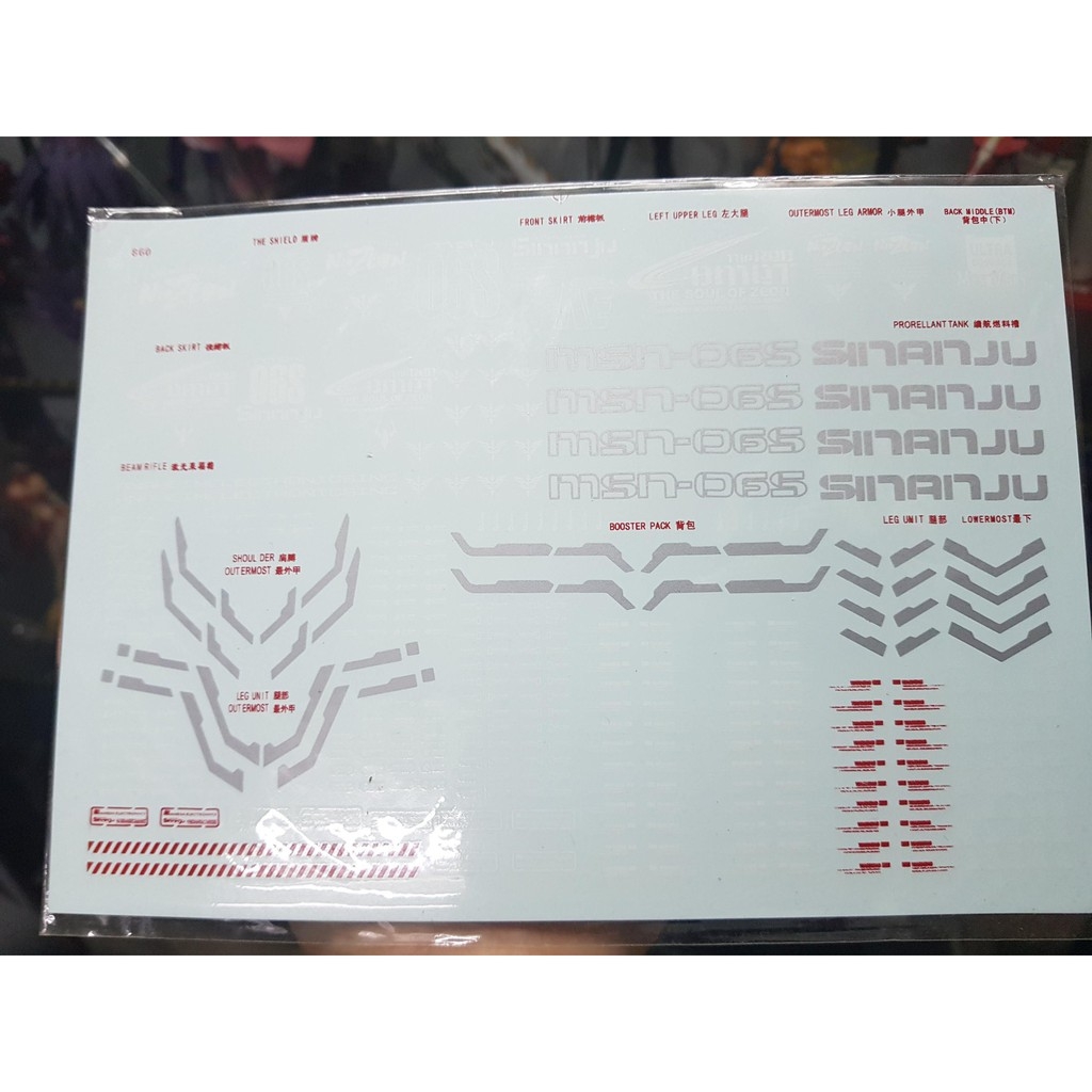 Decal nước dán mô hình SINANJU MG RG HG các loại Water sticker