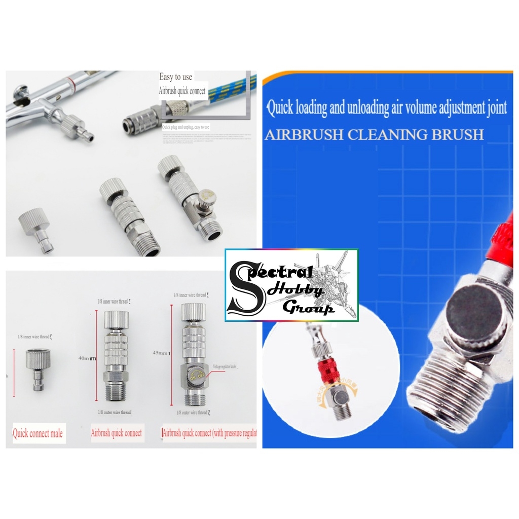Dụng cụ mô hình bộ tháo rút bút sơn thay nhanh airbrush quick plug connector UA90051