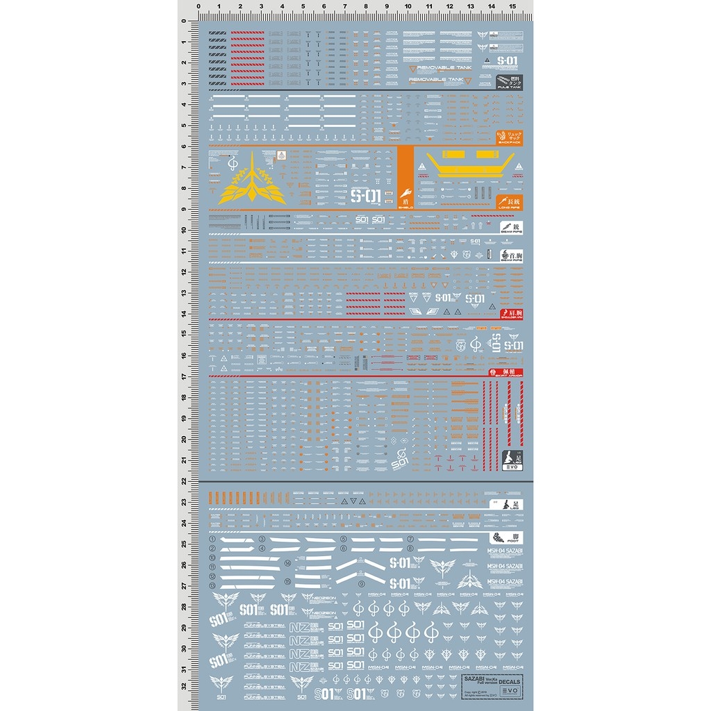 Decal nước dán mô hình SAZABI MG RG HG SD các loại Water sticker