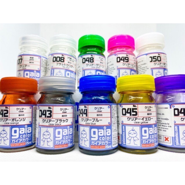 Sơn mô hình Gaia Sunin màu Candy Clear Fluorescent color red Orange Blue Yellow Purple Green paint lacquer