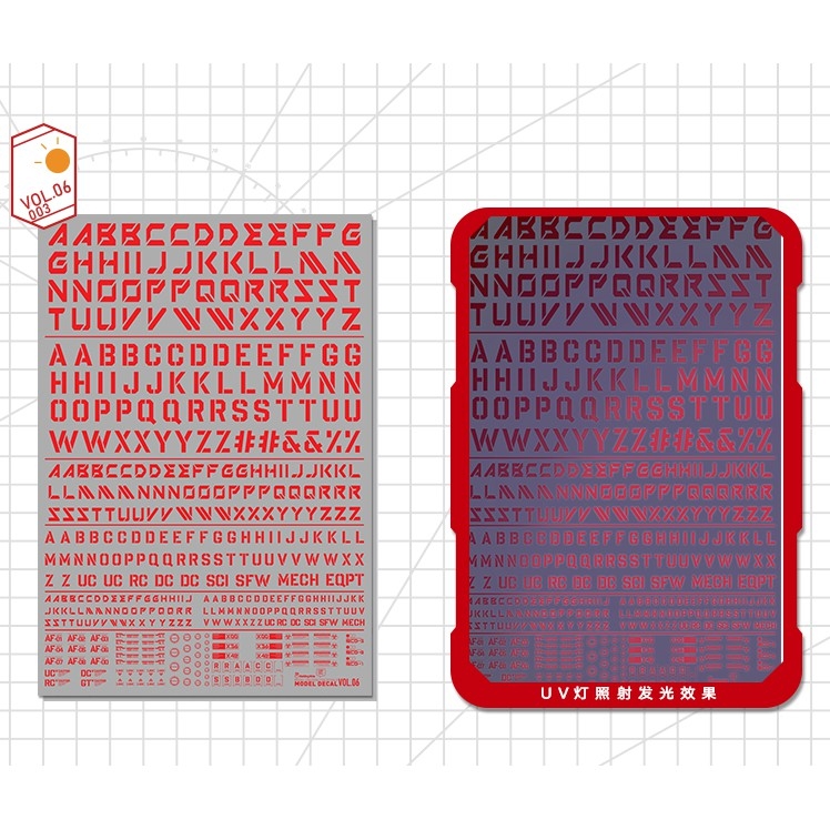 Decal nước Hobby Mio Vol5 Vol6 chữ số huỳnh quang UV Word Number các loại dán mô hình
