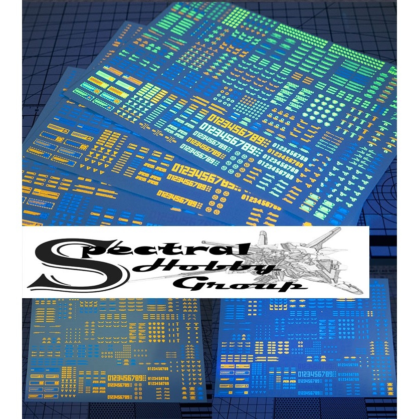 Decal nước dán mô hình Vol1 MHG số chữ huỳnh quang UV Warning Caution number Hobby Mio các loại