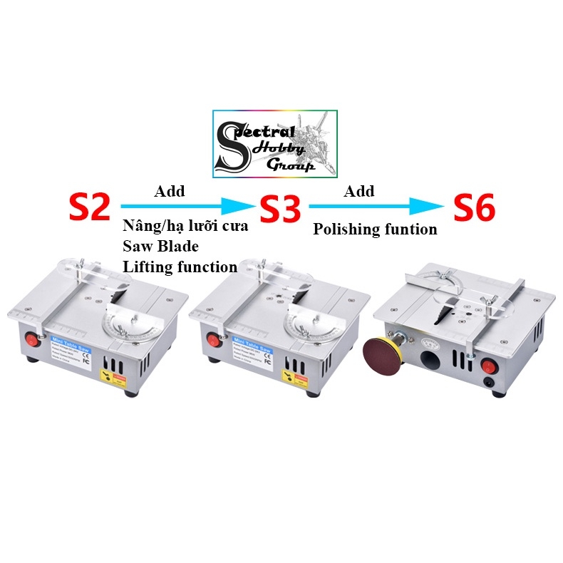 Máy cắt cưa mài đánh bóng để bàn S6 lưỡi cưa 63mm PCB Desktop Cutting Machine Mini Aluminum Alloy