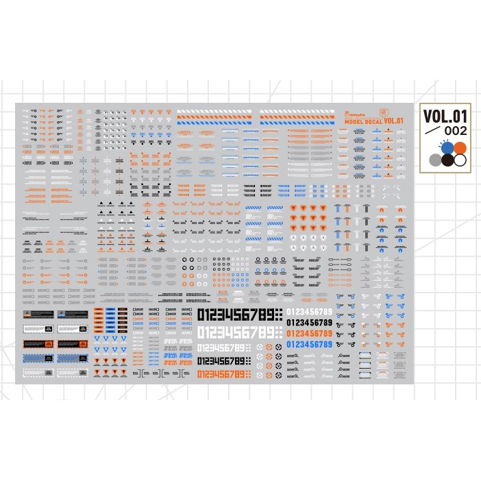Decal nước dán mô hình Vol1 MHG số chữ huỳnh quang UV Warning Caution number Hobby Mio các loại