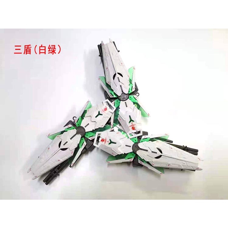 Phụ kiện MG 1/100 bộ 3 khiên Tri-Shield custom + Cannon + kết nối 3 shield + decal cho gundam Unicorn banshee