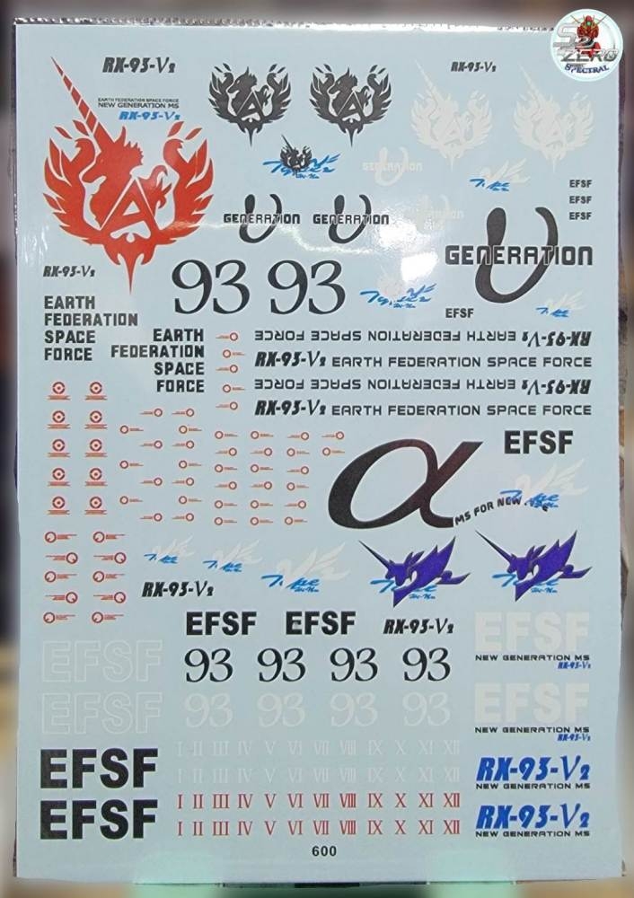 Decal nước dán mô hình cho Hinu Nu RX93 Custom MG HG