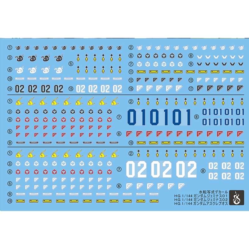 Decal nước dán mô hình HG HGAC Geminass 01 02 Aesculapius Gundam water sticker
