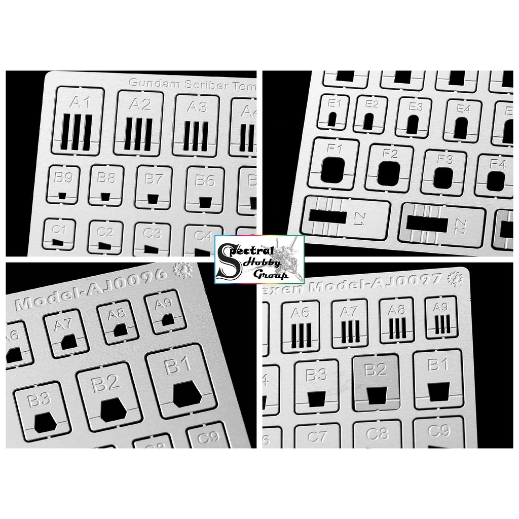 Dụng cụ hỗ trợ kẻ tạo line ALEXEN metal masking AJ0096 0097 gundam Scriber Template