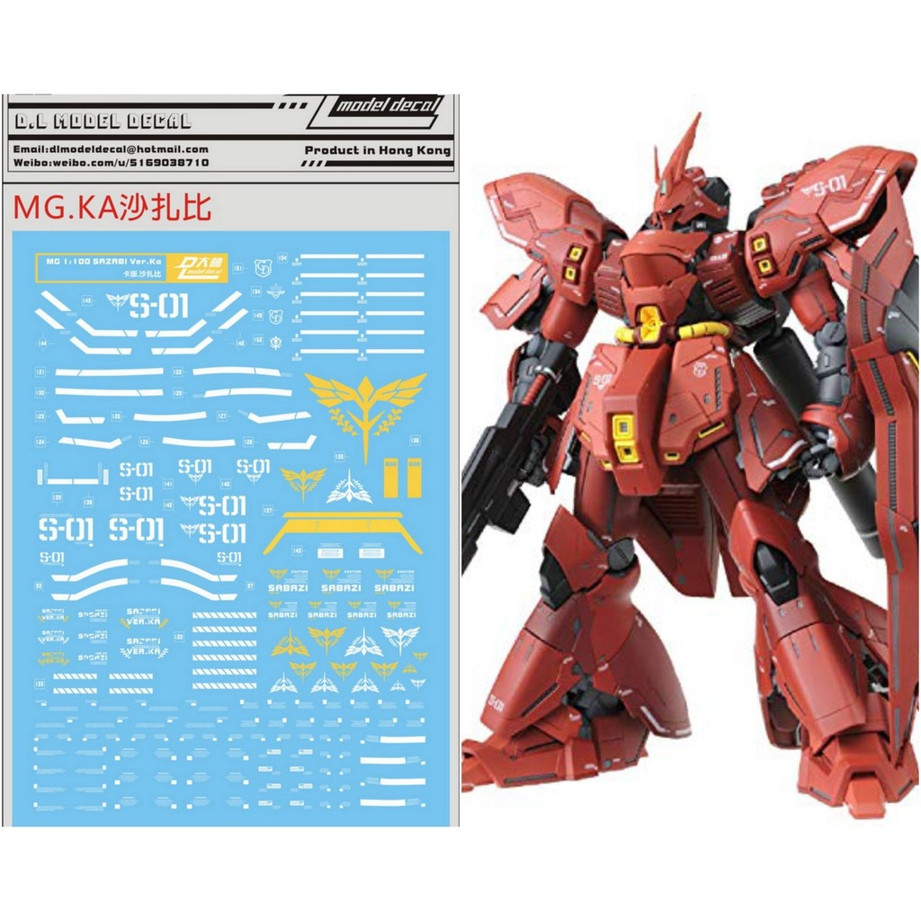 Decal nước dán mô hình SAZABI MG RG HG SD các loại Water sticker