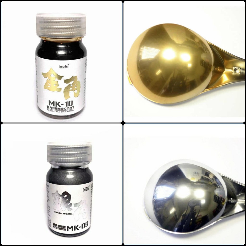Bộ sơn mô hình mà siêu đen bóng - vàng bạc đặc biệt super fine black chrome silver gold MK4 MK9 MK10 Modo paint color