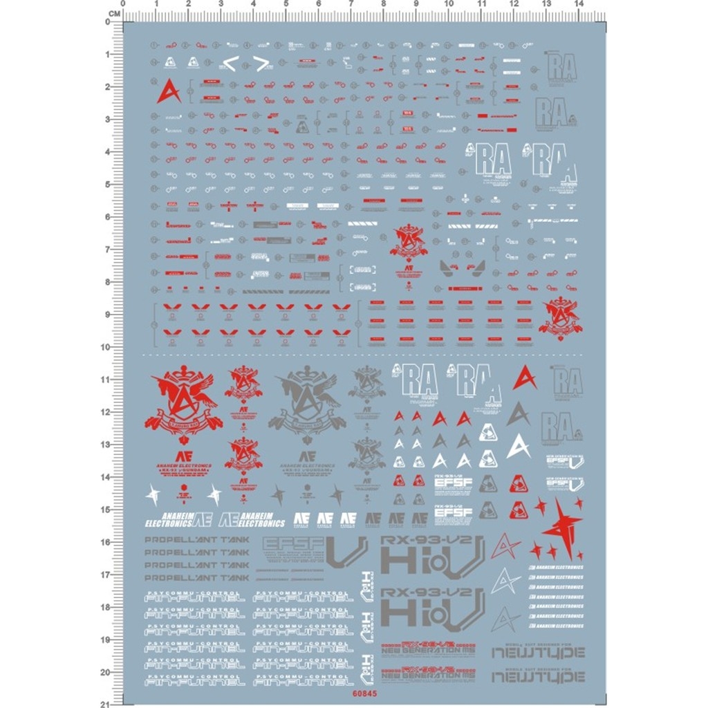 Decal nước dán mô hình MG Hi-Nu RX93 HiNu | Nu | HWS Gundam MB Water stickers