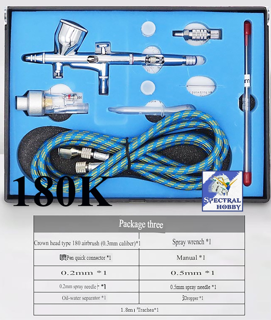 Bút sơn mô hình hd180 180K 183K Pen Airbrush Double Action Set 0.2MM 0.3MM 0.5MM Three Caliber Set