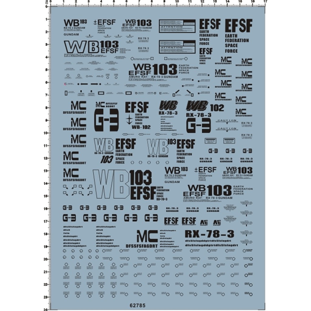 Decal nước dán mô hình PG RX-78-2 RX78 PGU 2.0 G3 gundam các loại Water sticker