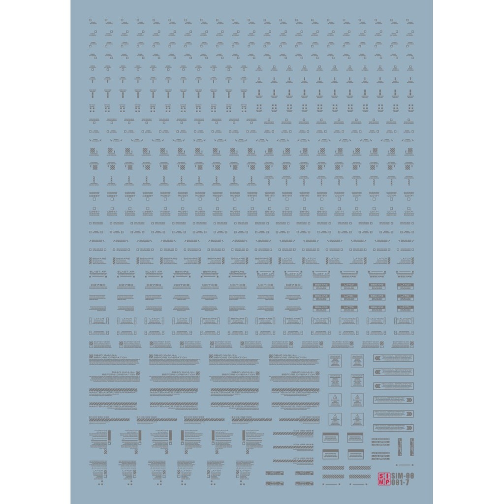 Decal nước dán mô hình RB01 RB02 cảnh báo MG HG RG EVO General Warning Caution Water Sticker