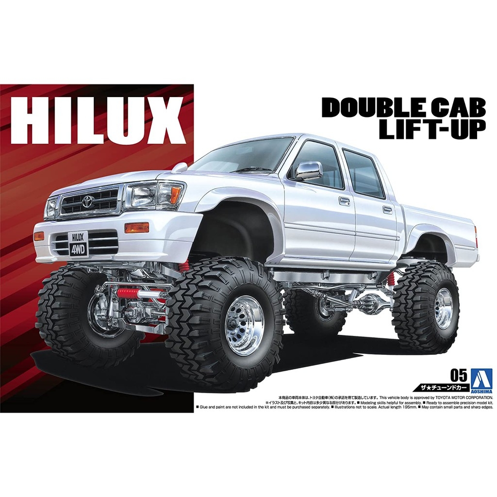 Mô hình lắp ráp ô tô Model Car The and sedans LN107 Toyota Hilux Pick up Double cab Lift up 1/24 Aoshima