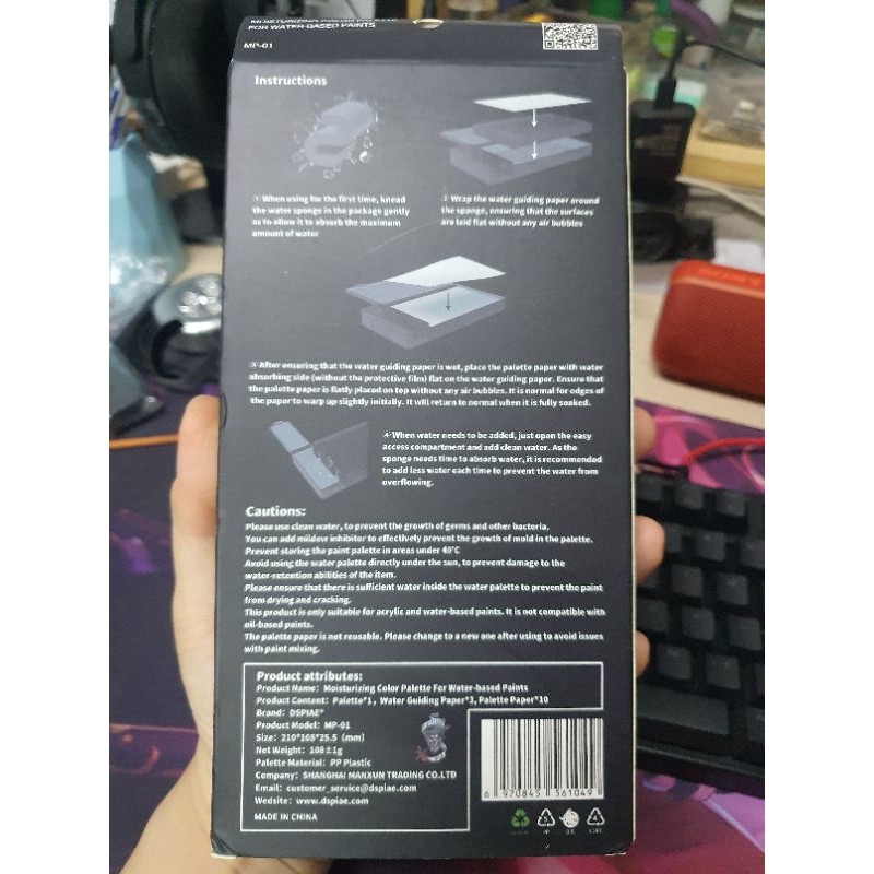 Khay sơn DSPIAE dưỡng ẩm vẽ cọ water based MP01 pigments moisturizing palette color paper paint tray