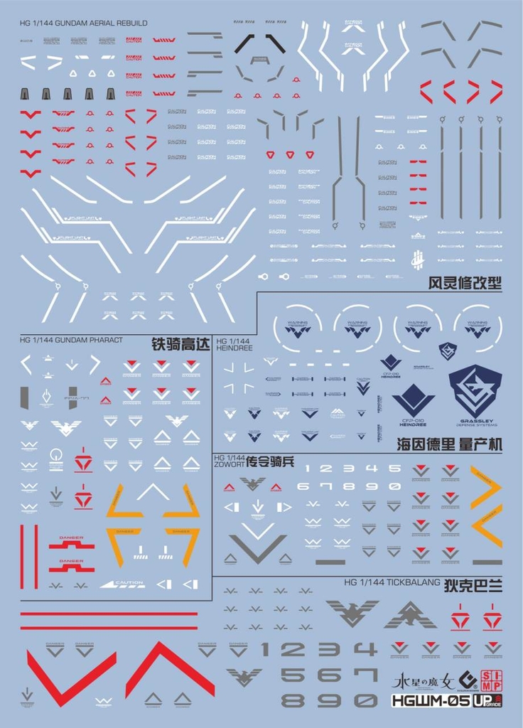 Decal nước HGWM-05 Aerial Rebuild Pharact Heindree Zowort Tickbalang - EVO